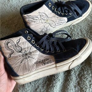 Vans Navy and Cream High-Tops with Eye Design
